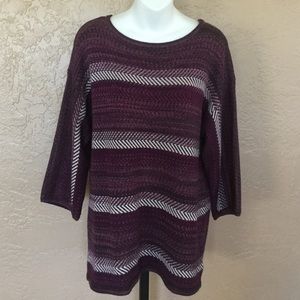 Chaps Ralph Lauren Purple Gray Woven Sweater XL